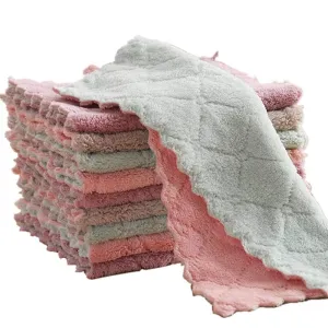 10 Pack Kitchen Cloth Dish Towels, Microfiber Cleaning Cloth，Double-Sided Dish Drying Towels，Reusable Household Cleaning Cloths for House Furniture Table Kitchen Dish Window Glasses 9.85X9.85in