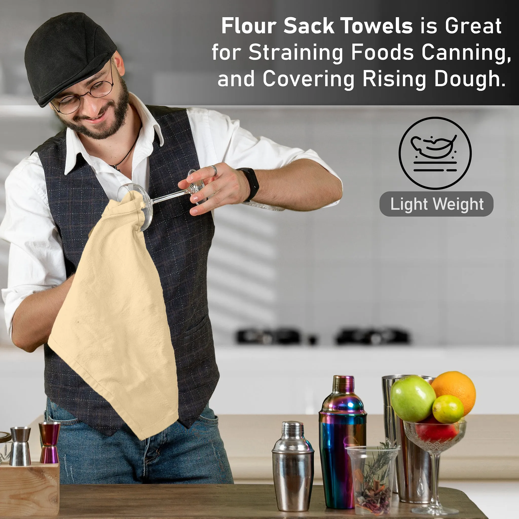 100% Ring Spun Cotton Flour Sack Towels by Ruvanti-36 Pack (28x28 Inches)