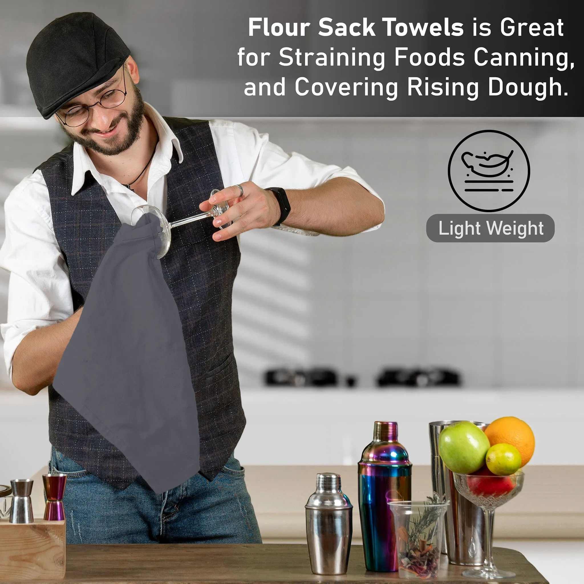 100% Ring Spun Cotton Flour Sack Towels by Ruvanti-36 Pack (28x28 Inches)