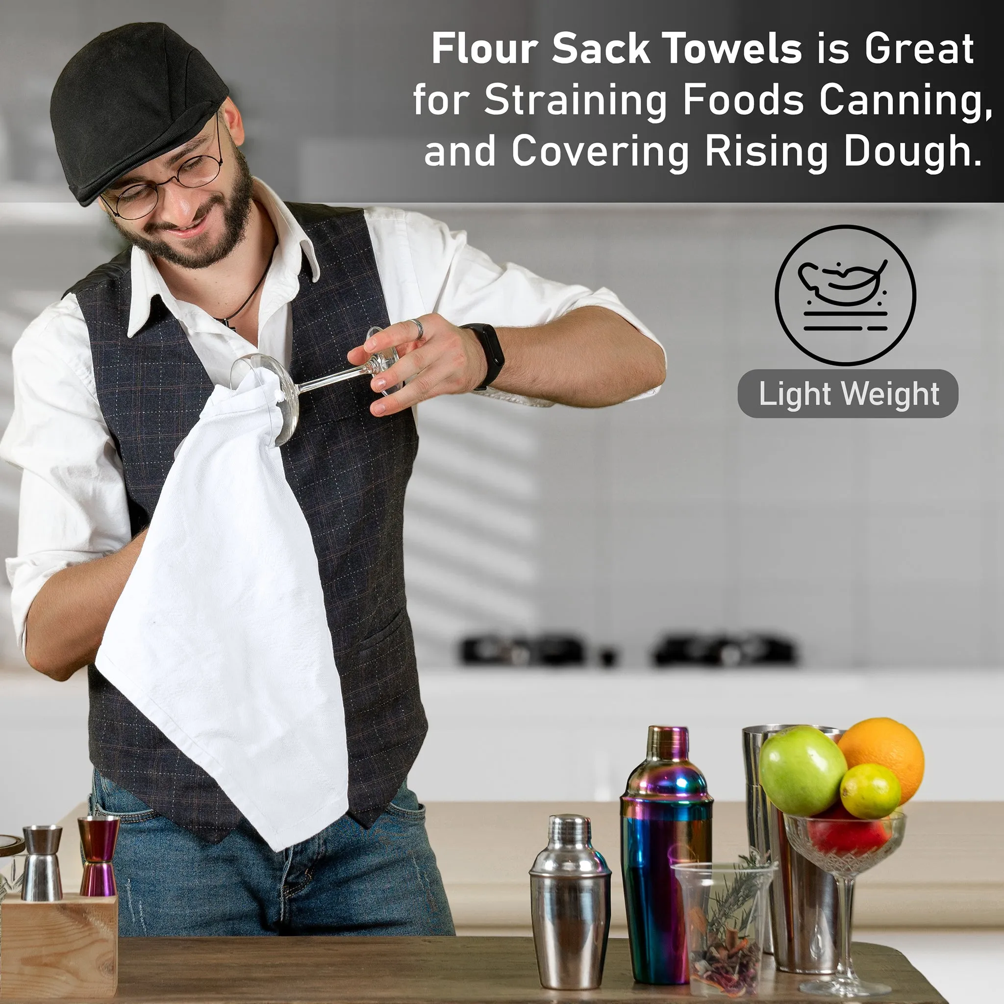 100% Ring Spun Cotton Flour Sack Towels by Ruvanti-36 Pack (28x28 Inches)