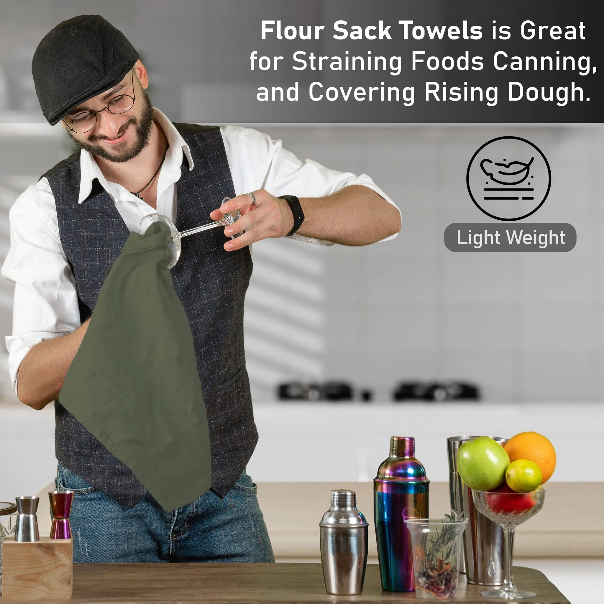100% Ring Spun Cotton Flour Sack Towels by Ruvanti-36 Pack (28x28 Inches)