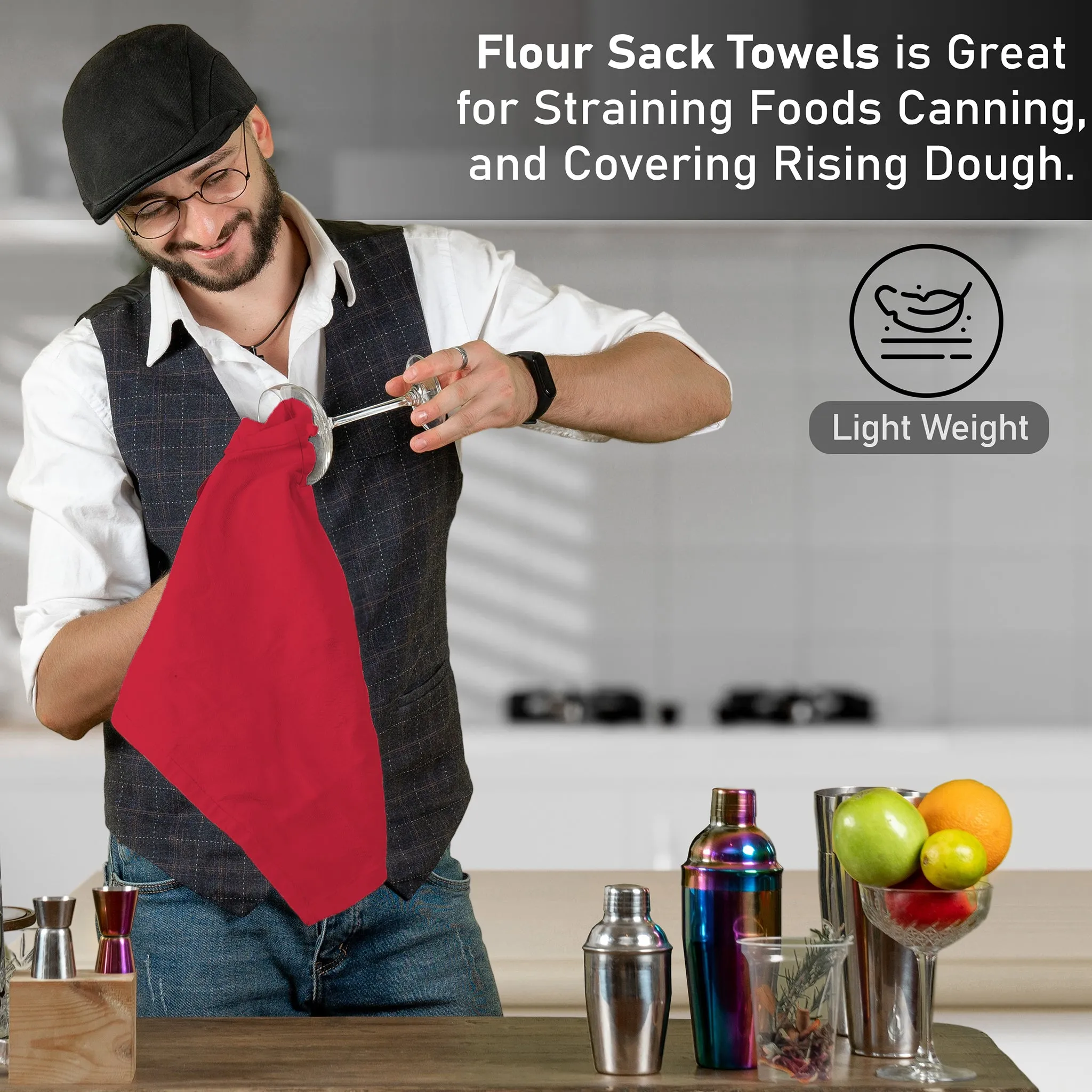 100% Ring Spun Cotton Flour Sack Towels by Ruvanti-36 Pack (28x28 Inches)