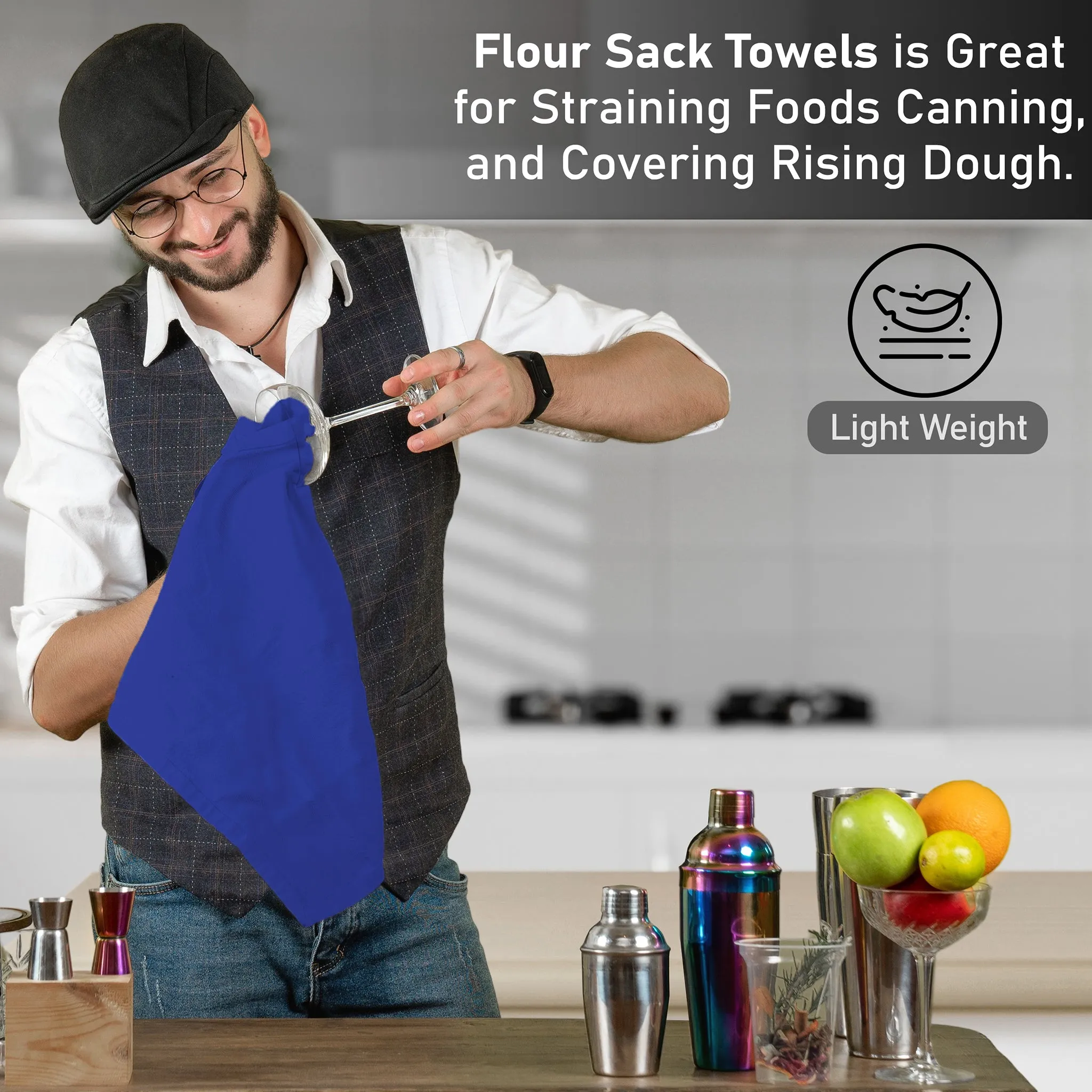 100% Ring Spun Cotton Flour Sack Towels by Ruvanti-36 Pack (28x28 Inches)