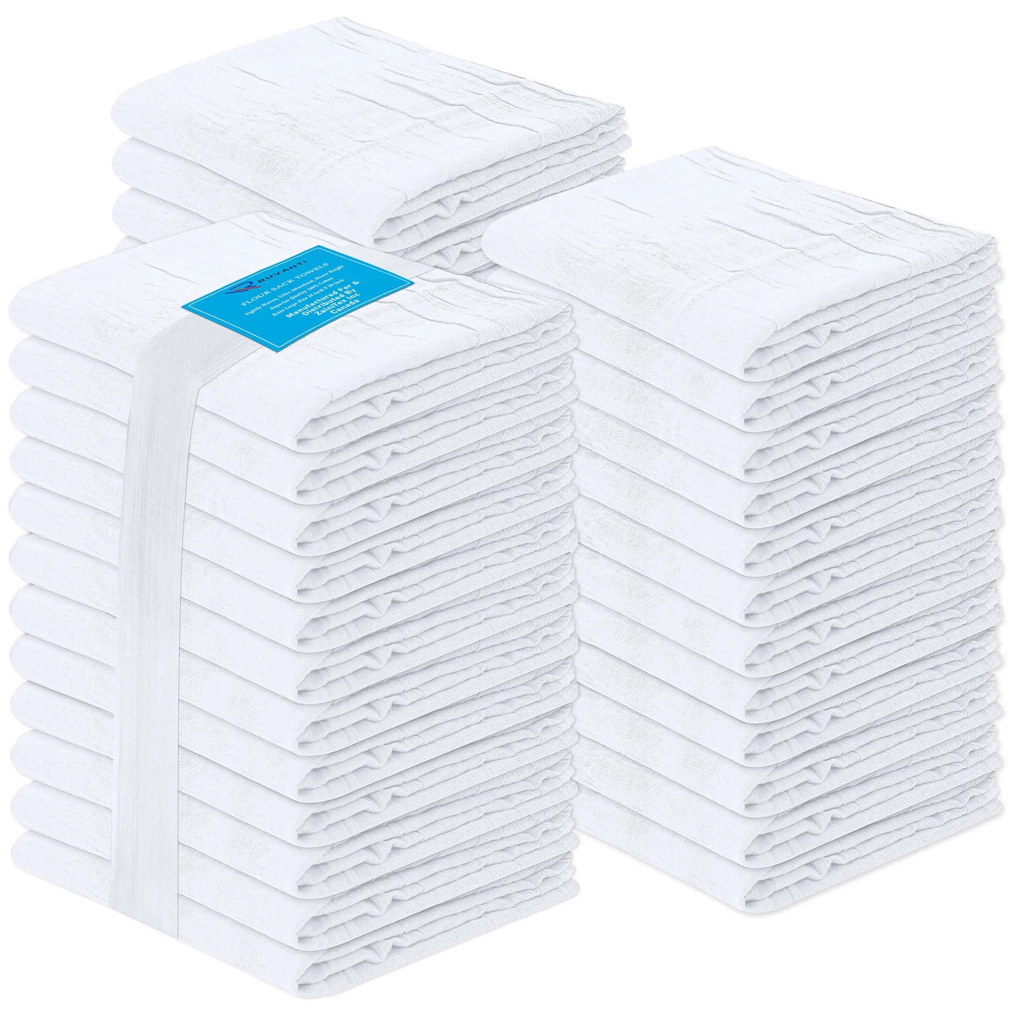 100% Ring Spun Cotton Flour Sack Towels by Ruvanti-36 Pack (28x28 Inches)