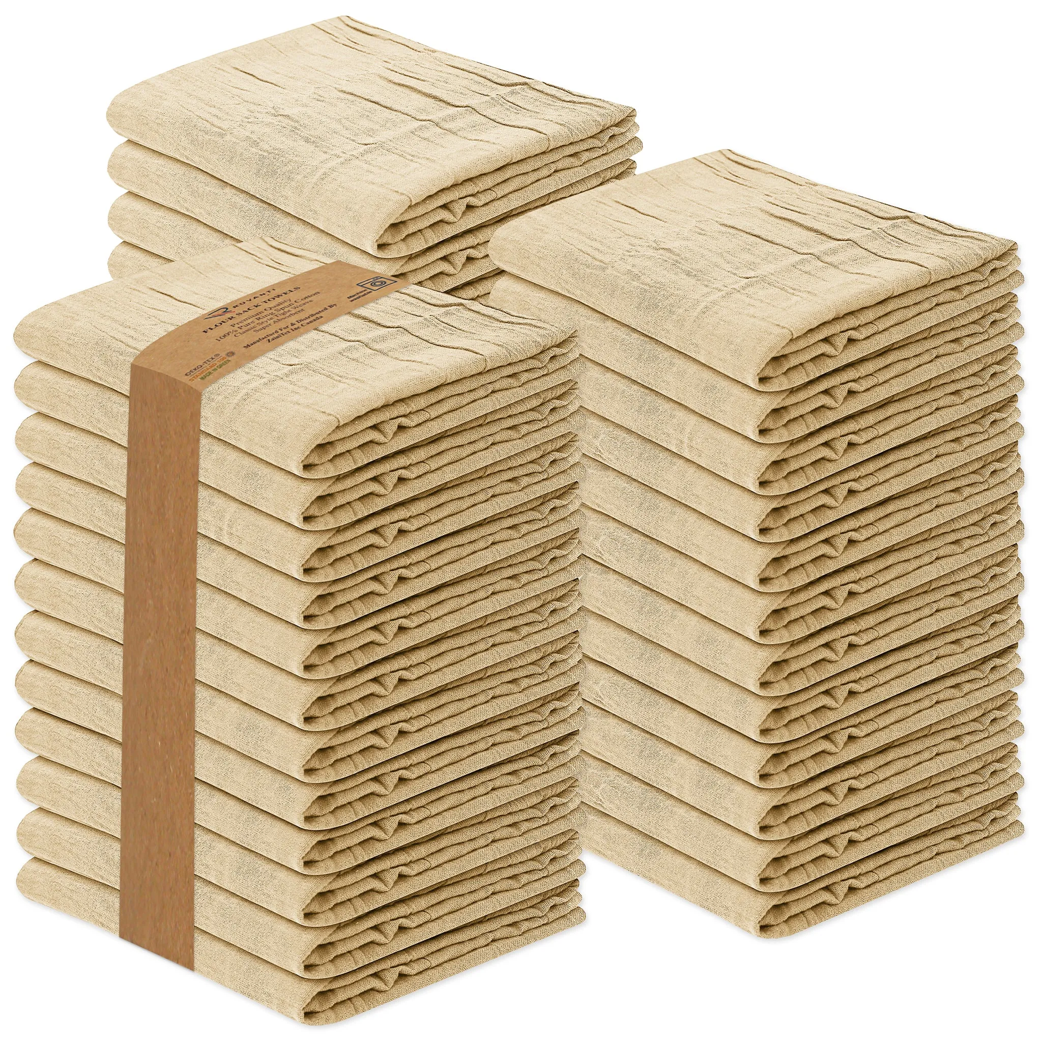 100% Ring Spun Cotton Flour Sack Towels by Ruvanti-36 Pack (28x28 Inches)