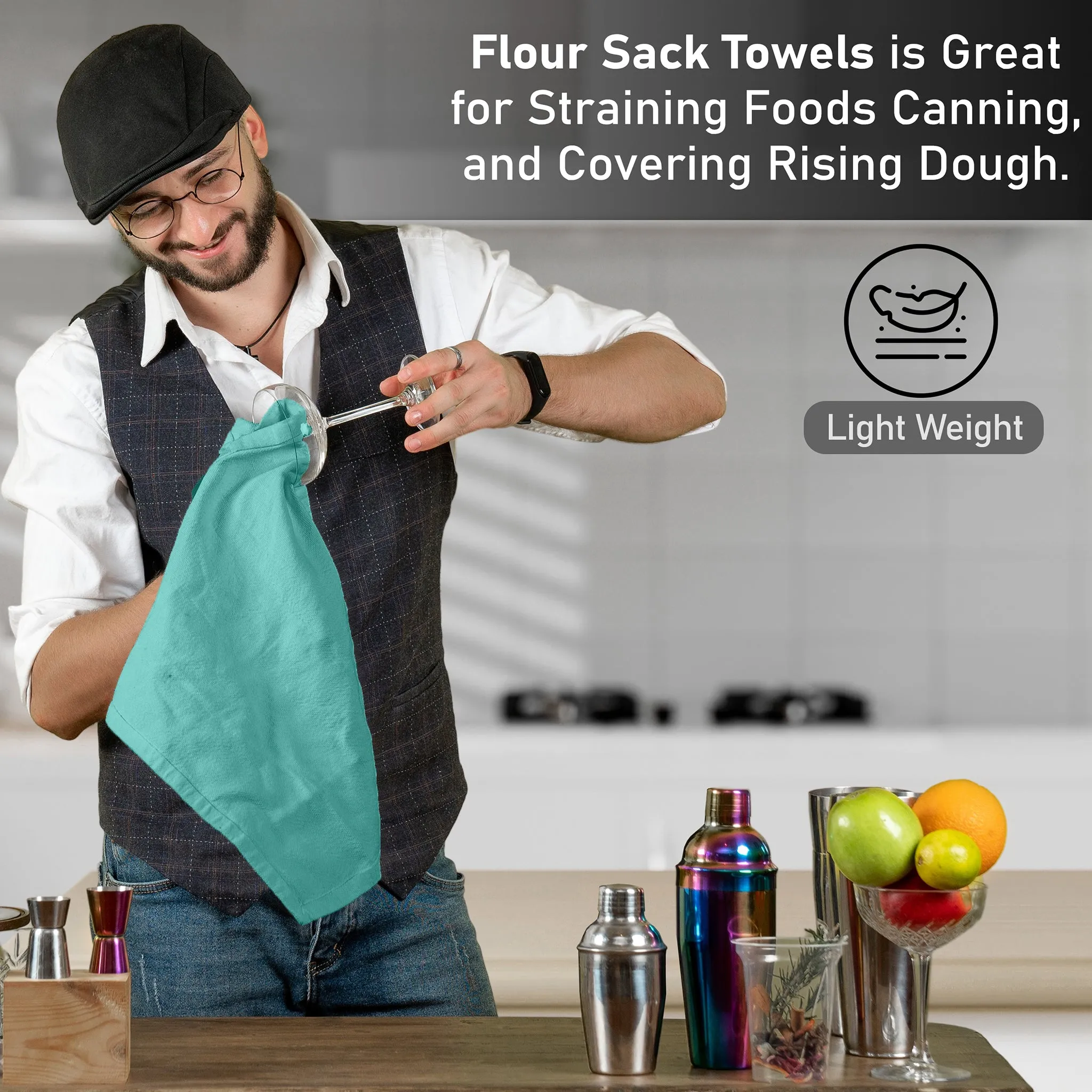 100% Ring Spun Cotton Flour Sack Towels by Ruvanti-36 Pack (28x28 Inches)