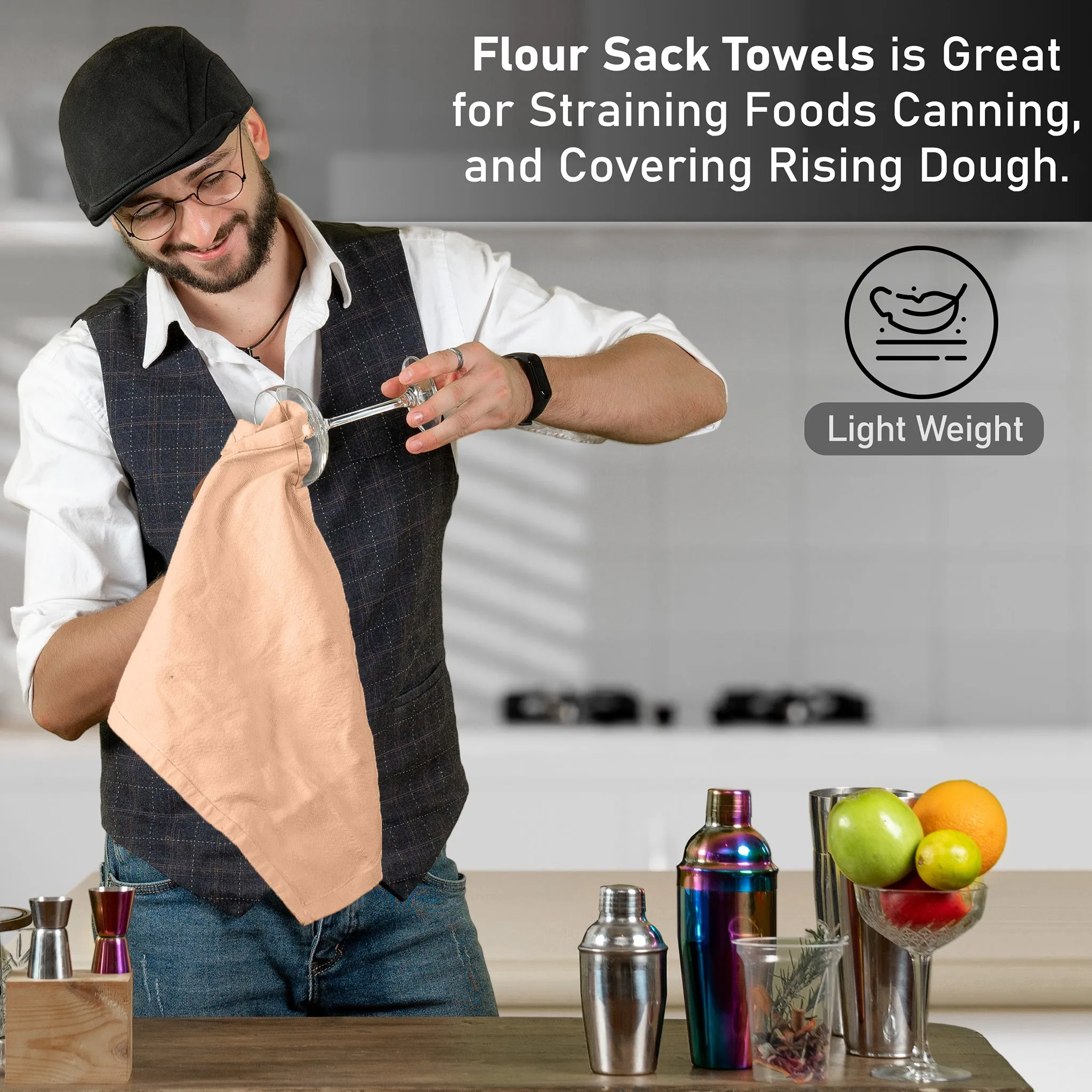 100% Ring Spun Cotton Flour Sack Towels by Ruvanti-36 Pack (28x28 Inches)
