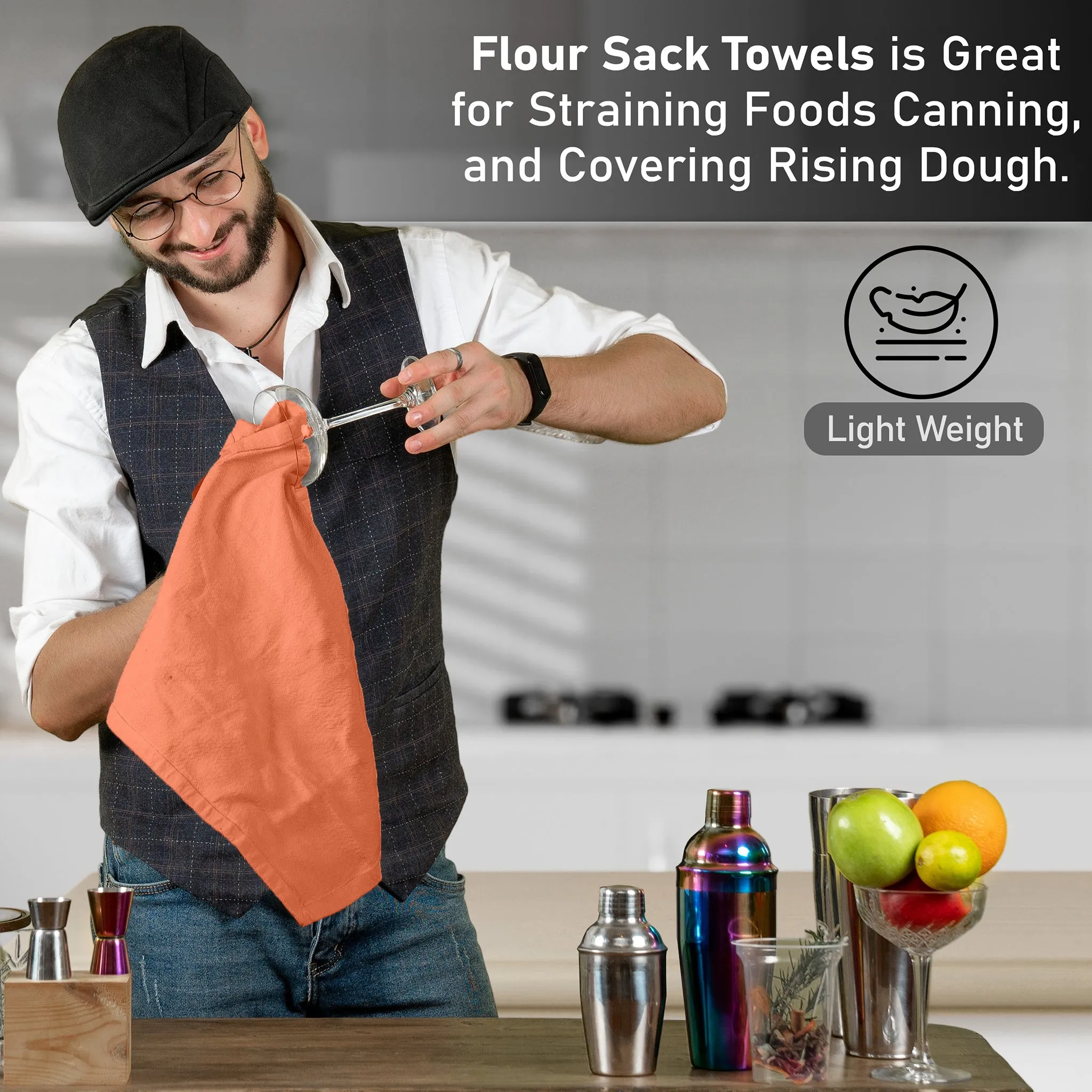 100% Ring Spun Cotton Flour Sack Towels by Ruvanti-36 Pack (28x28 Inches)