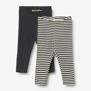 2 Leggings Jules - navy rib stripe
