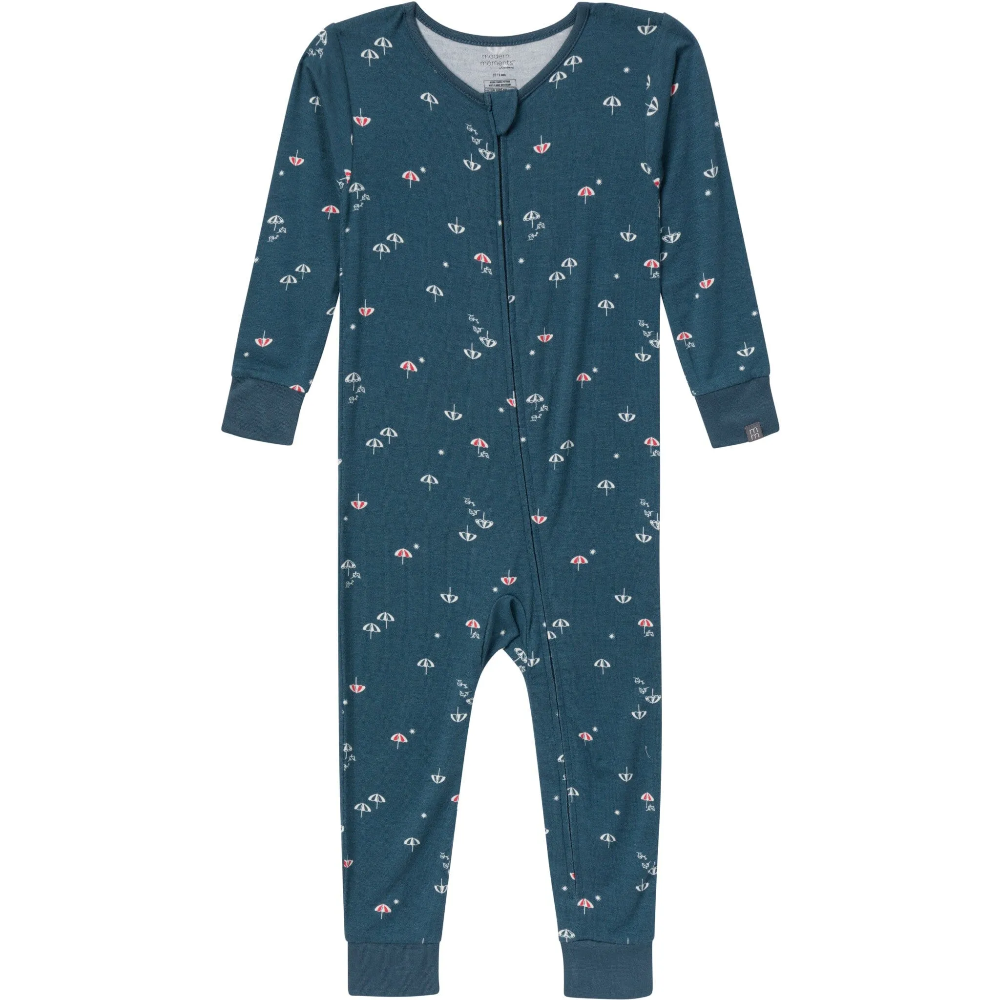2-Pack Baby & Toddler Neutral Blue Umbrella Snug Fitting Footless Pajamas