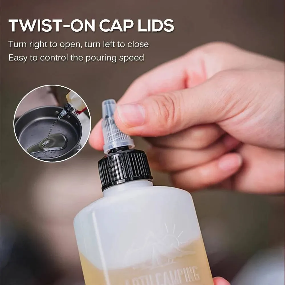 2 Pack Outdoor Condiment Bottles Oil Bottles Seasoning Fuel Oil Containers Dispensers for Camping BBQ Picnic Travel