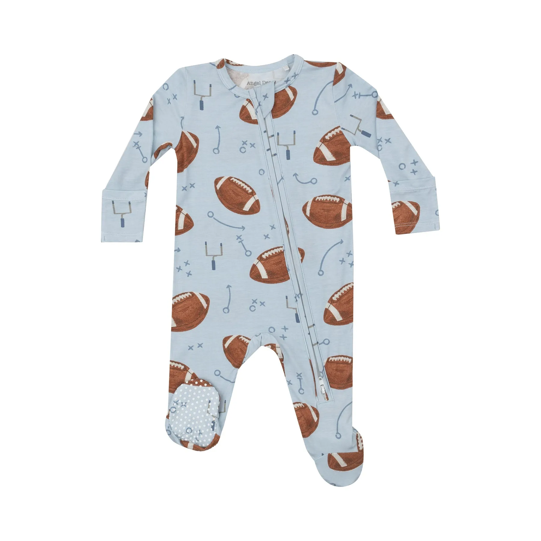 2-Way Zipper Footie - Footballs Blue by Angel Dear