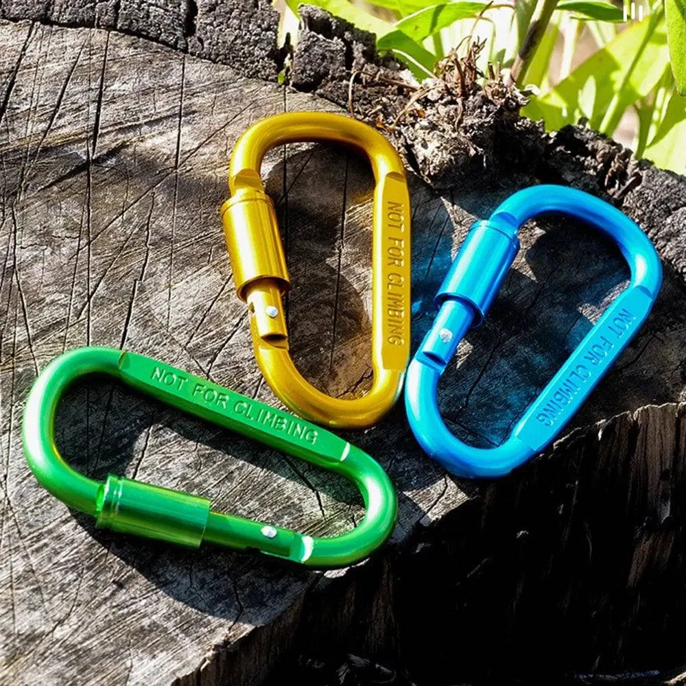 2022 New 9 Pack Aluminum Alloy D-ring Locking Carabiner Clip Hanging Buckle Keychain for Outdoor Camping Hiking
