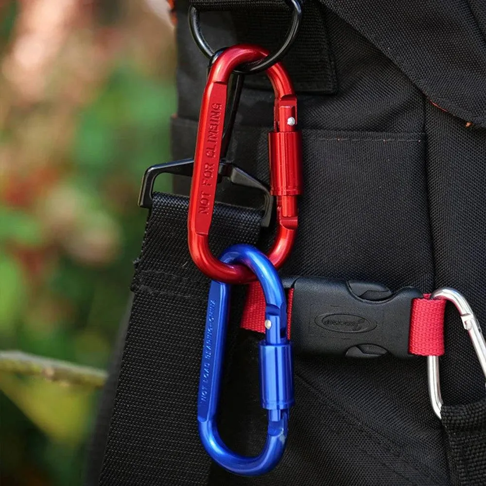 2022 New 9 Pack Aluminum Alloy D-ring Locking Carabiner Clip Hanging Buckle Keychain for Outdoor Camping Hiking