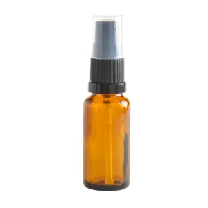 20ml Amber Glass Aromatherapy Bottle with Serum Pump - Black (18/410)