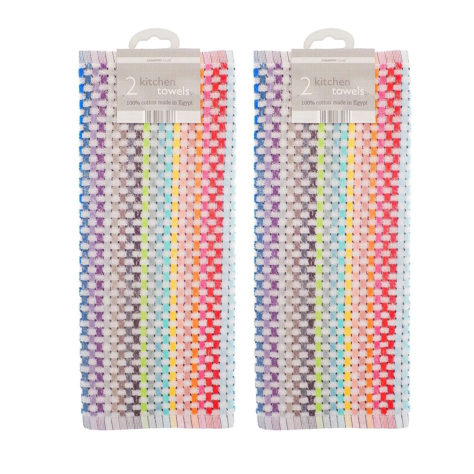 4 x Zing Tea Towels Rainbow Colour Weave 100% Cotton