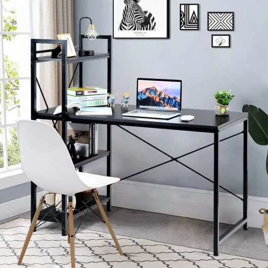 47.5 Inch Writing Study Computer Desk with 4-Tier Shelves-Black