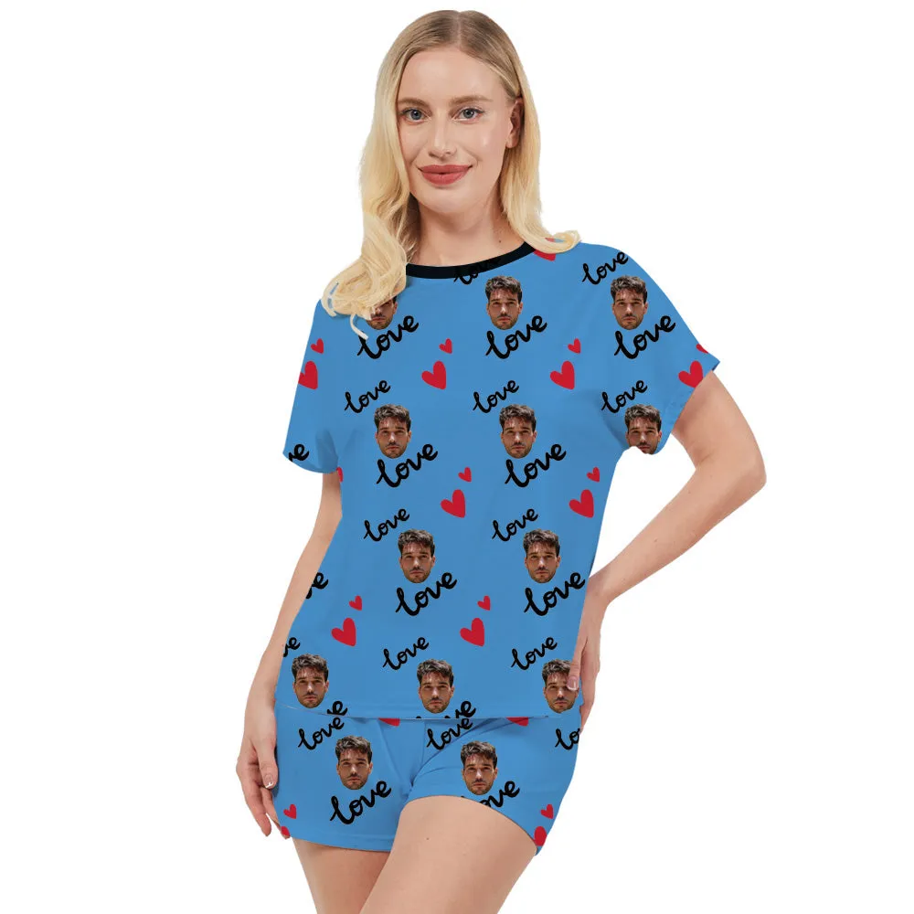 4FunGift® Custom Women's Pajamas T-Shirt & Shorts Set Heart Love Gift