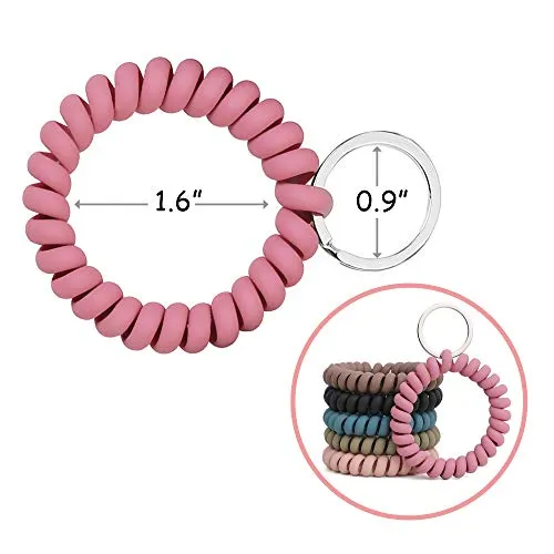 6PCS Stretchable Wristband Wristlet Keychain Wrist Key Chain Wristlet,Spring Flexible Spiral Wrist Coil Wrist Key Holder Key Ring for Sauna Gym Pool ID Badge and Outdoor Sports