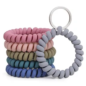 6PCS Stretchable Wristband Wristlet Keychain Wrist Key Chain Wristlet,Spring Flexible Spiral Wrist Coil Wrist Key Holder Key Ring for Sauna Gym Pool ID Badge and Outdoor Sports