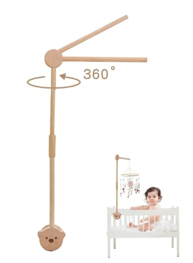 85.5 CM Wooden Baby Bed Mobile Crib Arm Baby Mobile Holder for Nursery Decor, Infant Bed Mobile Arm Holder