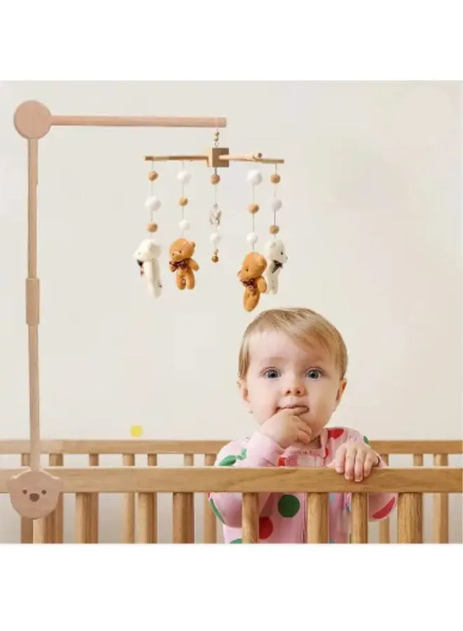 85.5 CM Wooden Baby Bed Mobile Crib Arm Baby Mobile Holder for Nursery Decor, Infant Bed Mobile Arm Holder
