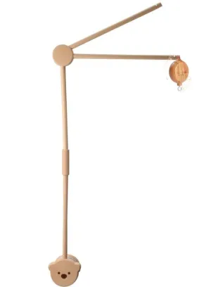 85.5 CM Wooden Baby Bed Musical Mobile Crib Arm with Music Box Baby Mobile Holder for Nursery Decor, Infant Bed Mobile Arm Holder