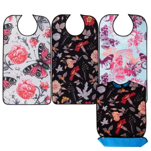 Adorila 3 Pack Adult Bibs for Eating, Waterproof Reusable Clothing Protector, Washable Mealtime Bibs for Adult, Elderly and Disabled
