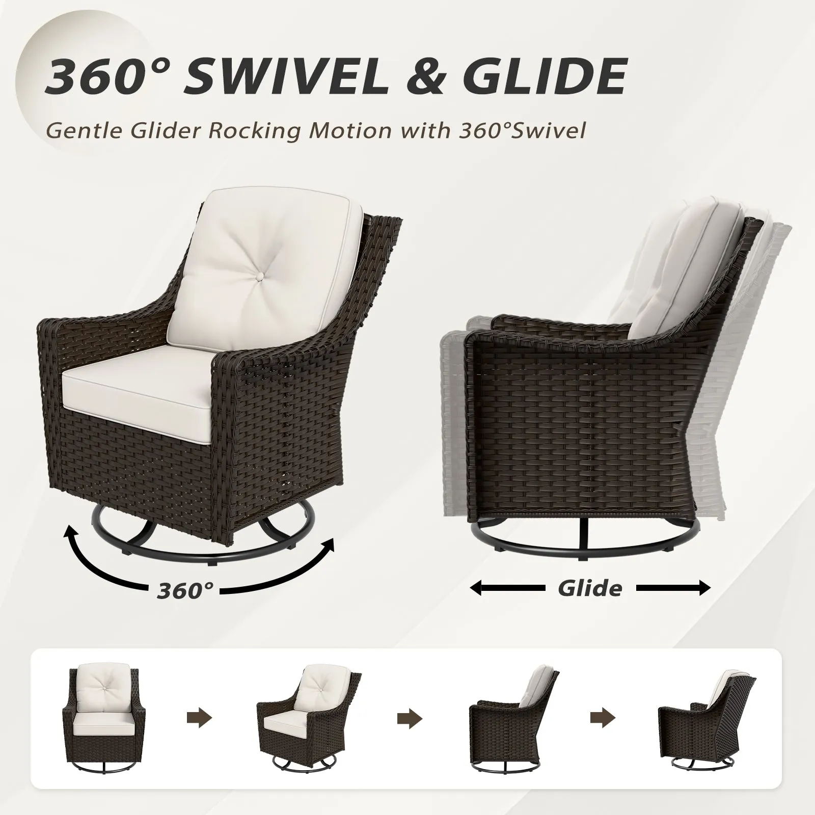 Azure Bay Wicker Outdoor Patio Furniture Set w/ Swivel Chairs, 8 Pieces