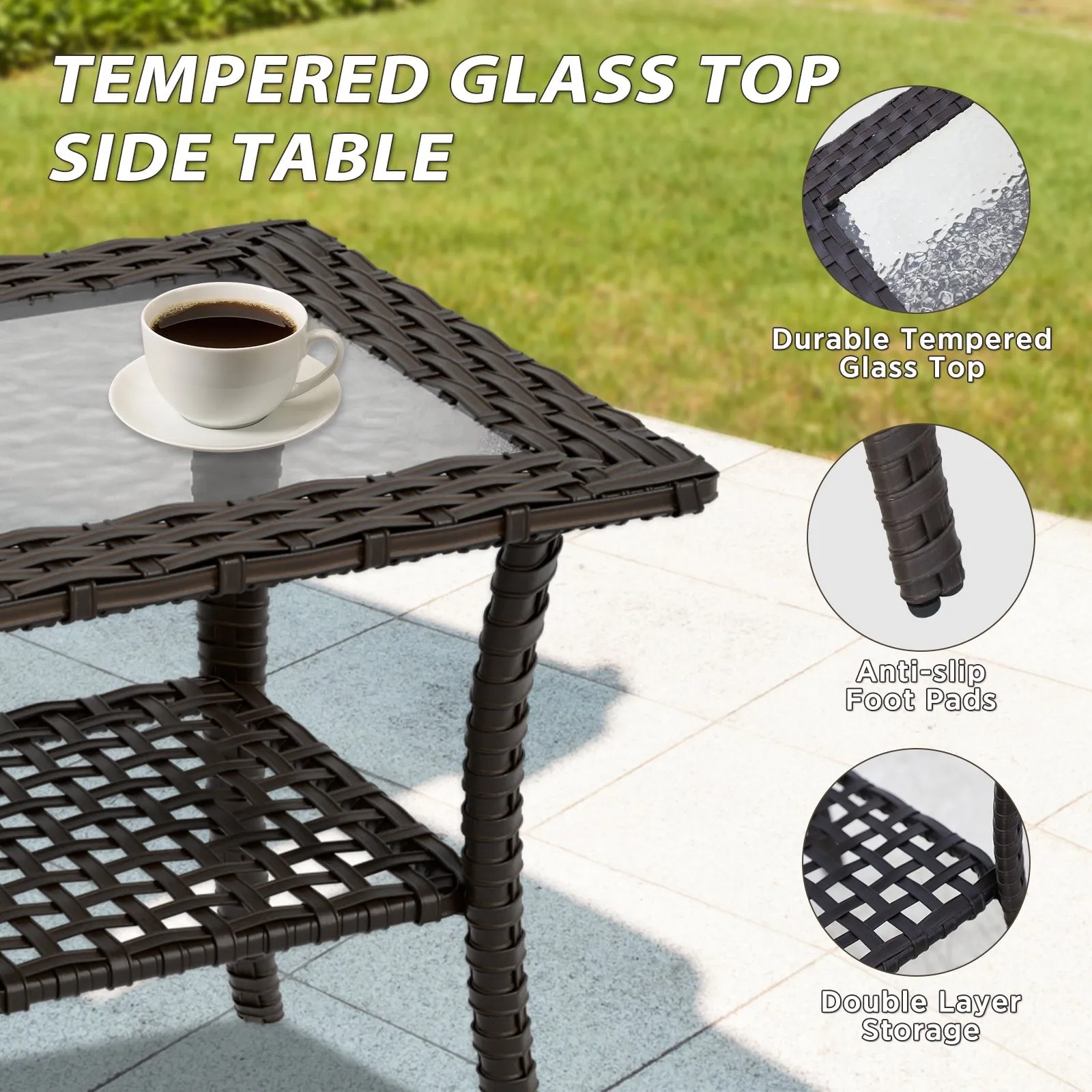 Azure Bay Wicker Outdoor Patio Furniture Set w/ Swivel Chairs, 8 Pieces