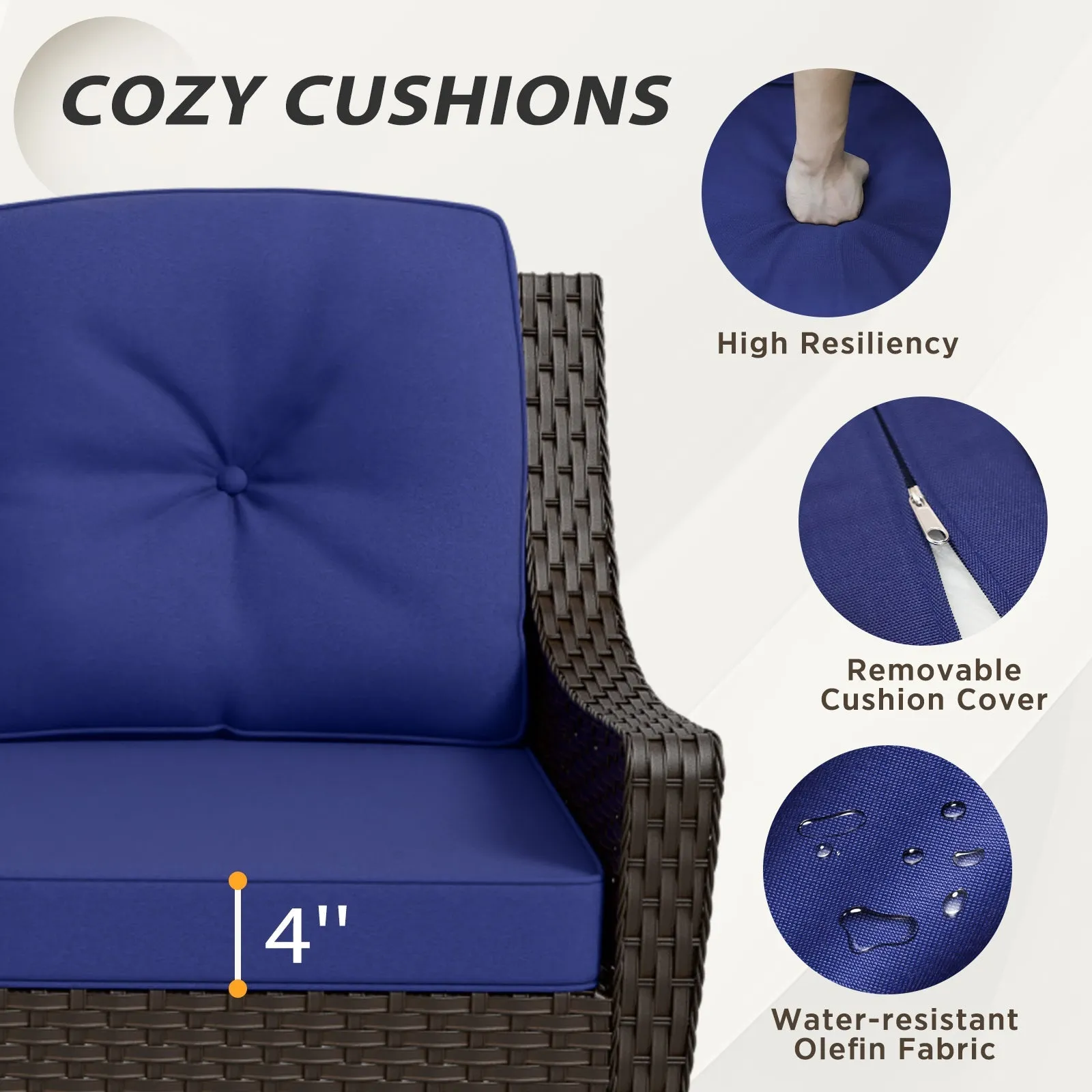 Azure Bay Wicker Outdoor Patio Furniture Set w/ Swivel Chairs, 8 Pieces