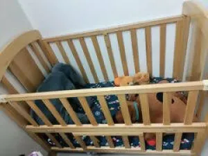 BABYHUG Crib with Mattress and Bumper Bedding Set, L 104.5 x W 62 x H 98cm