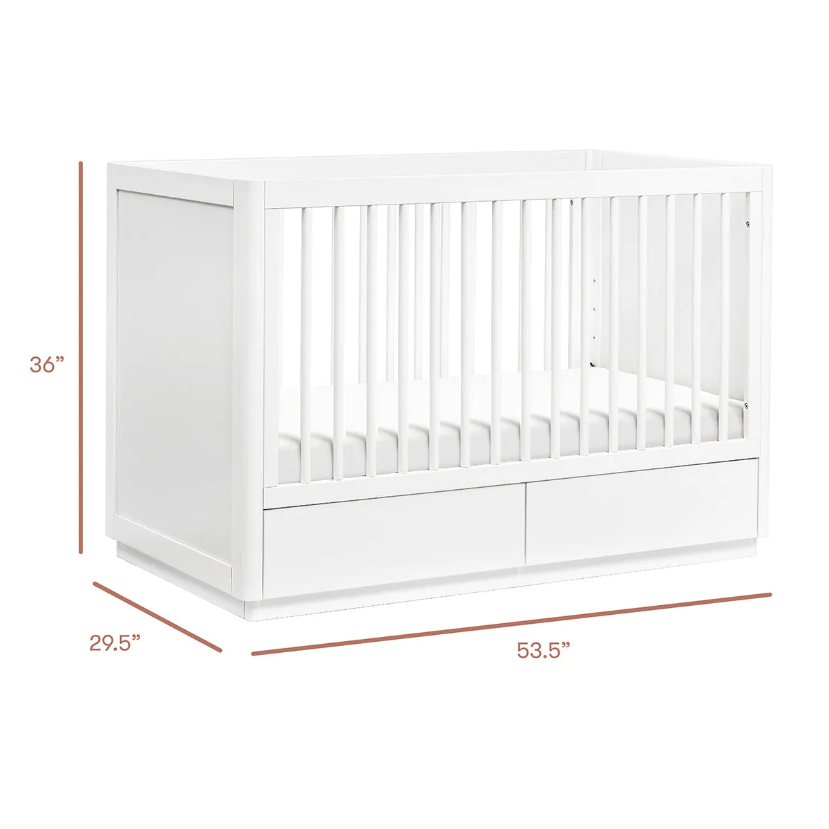 Babyletto Bento 3-in-1 Convertible Storage Crib w/ Toddler Bed Conversion Kit - White