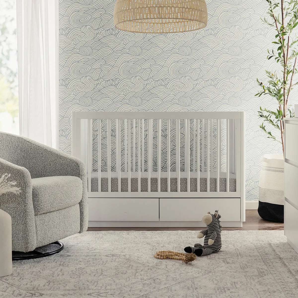 Babyletto Bento 3-in-1 Convertible Storage Crib w/ Toddler Bed Conversion Kit - White