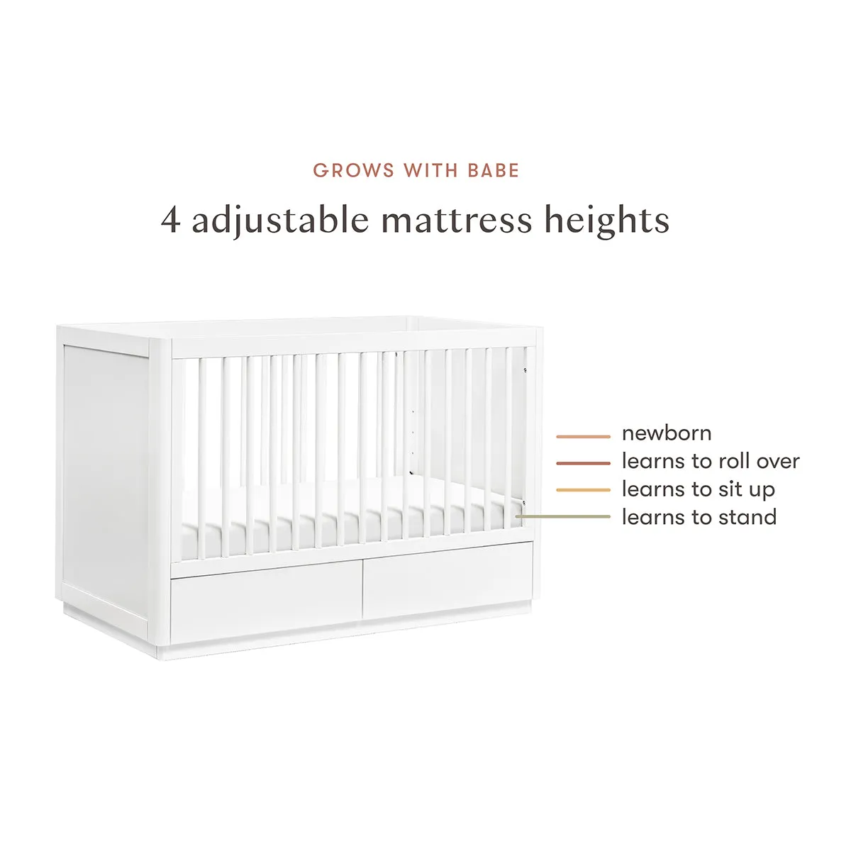 Babyletto Bento 3-in-1 Convertible Storage Crib w/ Toddler Bed Conversion Kit - White