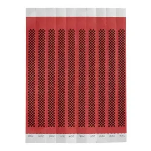 Bar Maid WB-CHECKER Wristbands, 3/4"W X 9.5"L Tyvek, Sequentially Numbered — Checkerboard (Red/Black) 500 Bands/Pack