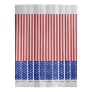 Bar Maid WB-FLAG Wristbands, 3/4"W X 9.5"L Tyvek, Sequentially Numbered — American Flag, 500 Bands/Pack