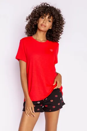 Be Mine Short Sleeve Tee in Cherry Red