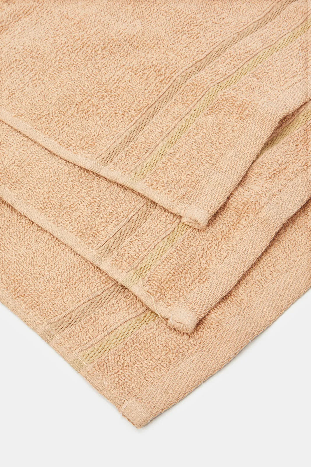 Beige Cotton Hand Towel Set (Pack of 3)