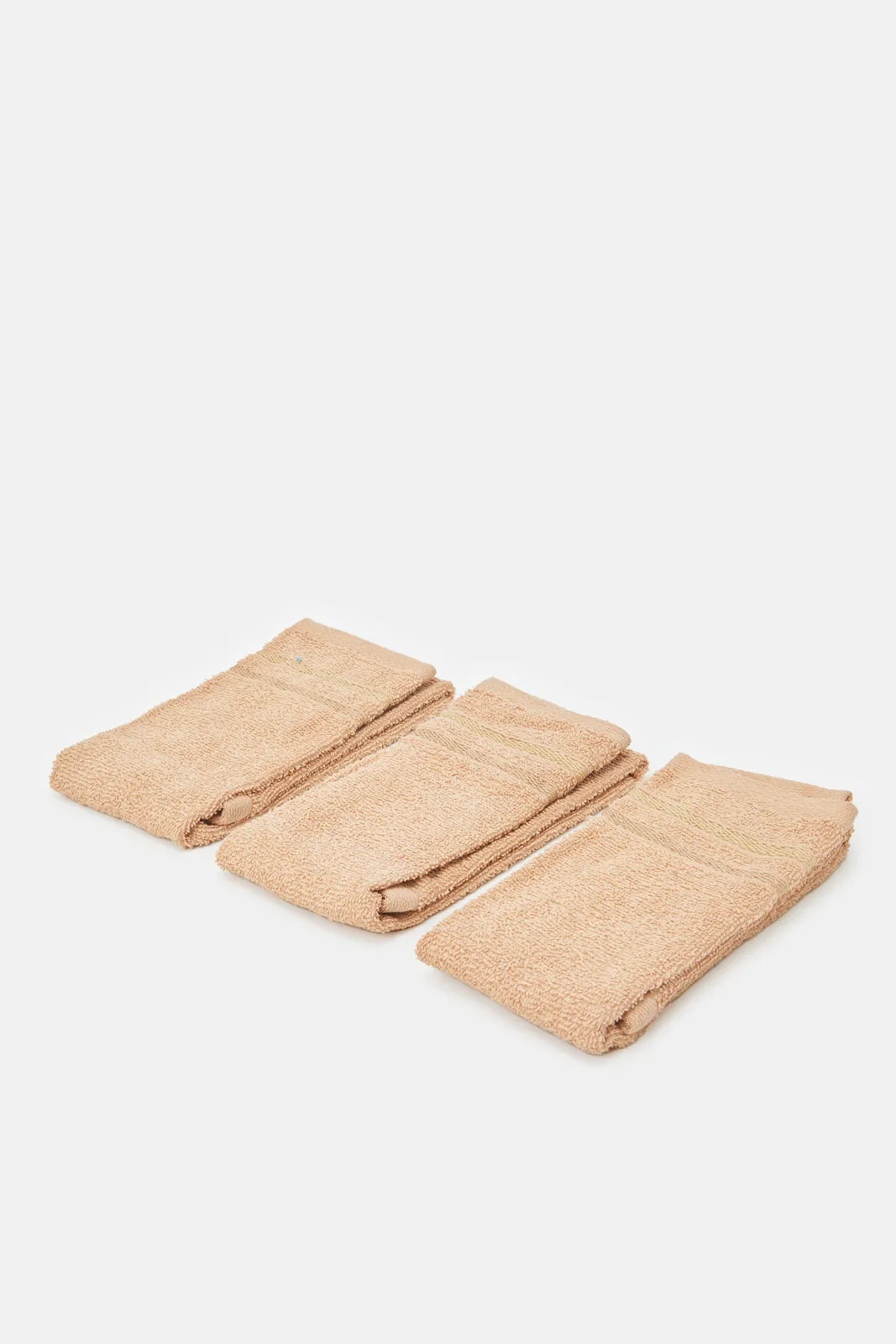 Beige Cotton Hand Towel Set (Pack of 3)