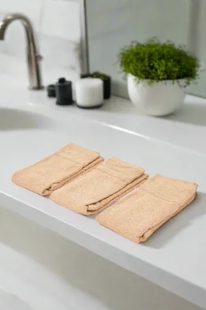 Beige Cotton Hand Towel Set (Pack of 3)