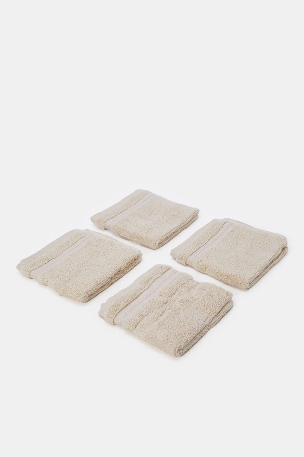 Beige Luxury Cotton Face Towel Set (4 Piece)