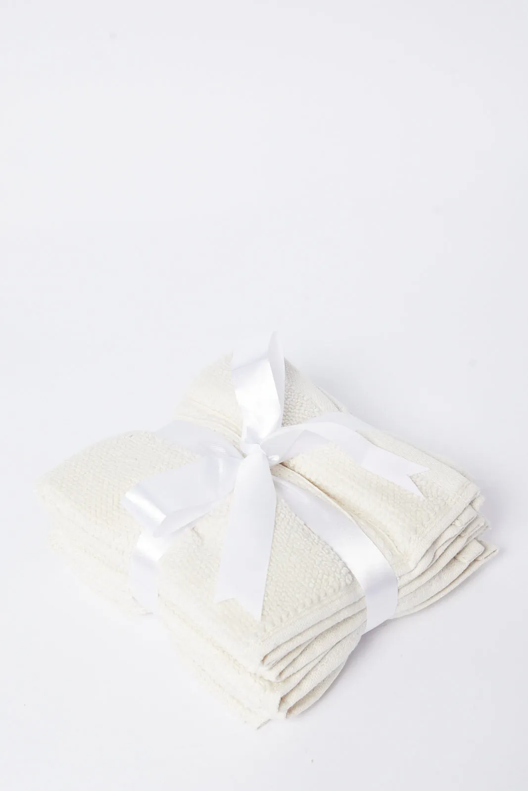 Beige Textured Cotton Face Towel Set (4 Piece)