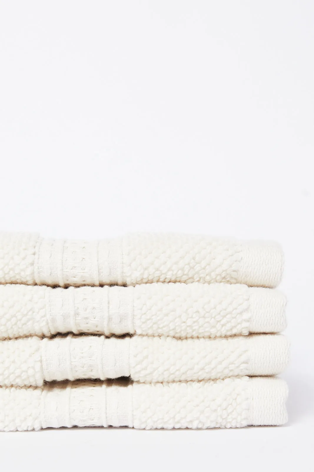 Beige Textured Cotton Face Towel Set (4 Piece)