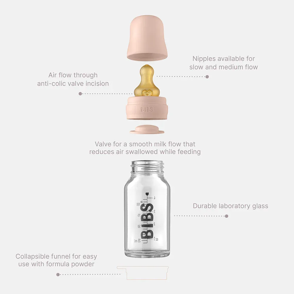 Bibs Baby Glass Bottle Complete Set 110ml - Blush