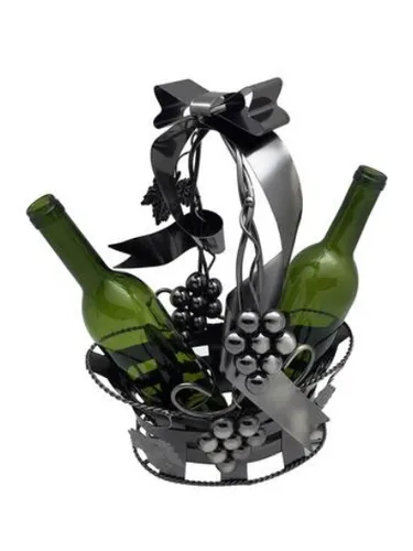 Bottle Holder 16x11.5" 2 Bottle Basket Metal Zb2050