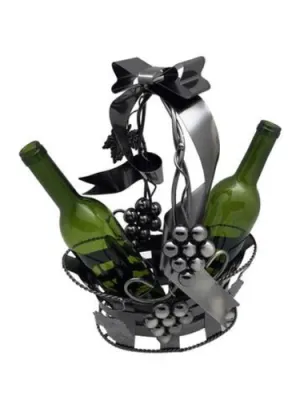 Bottle Holder 16x11.5" 2 Bottle Basket Metal Zb2050