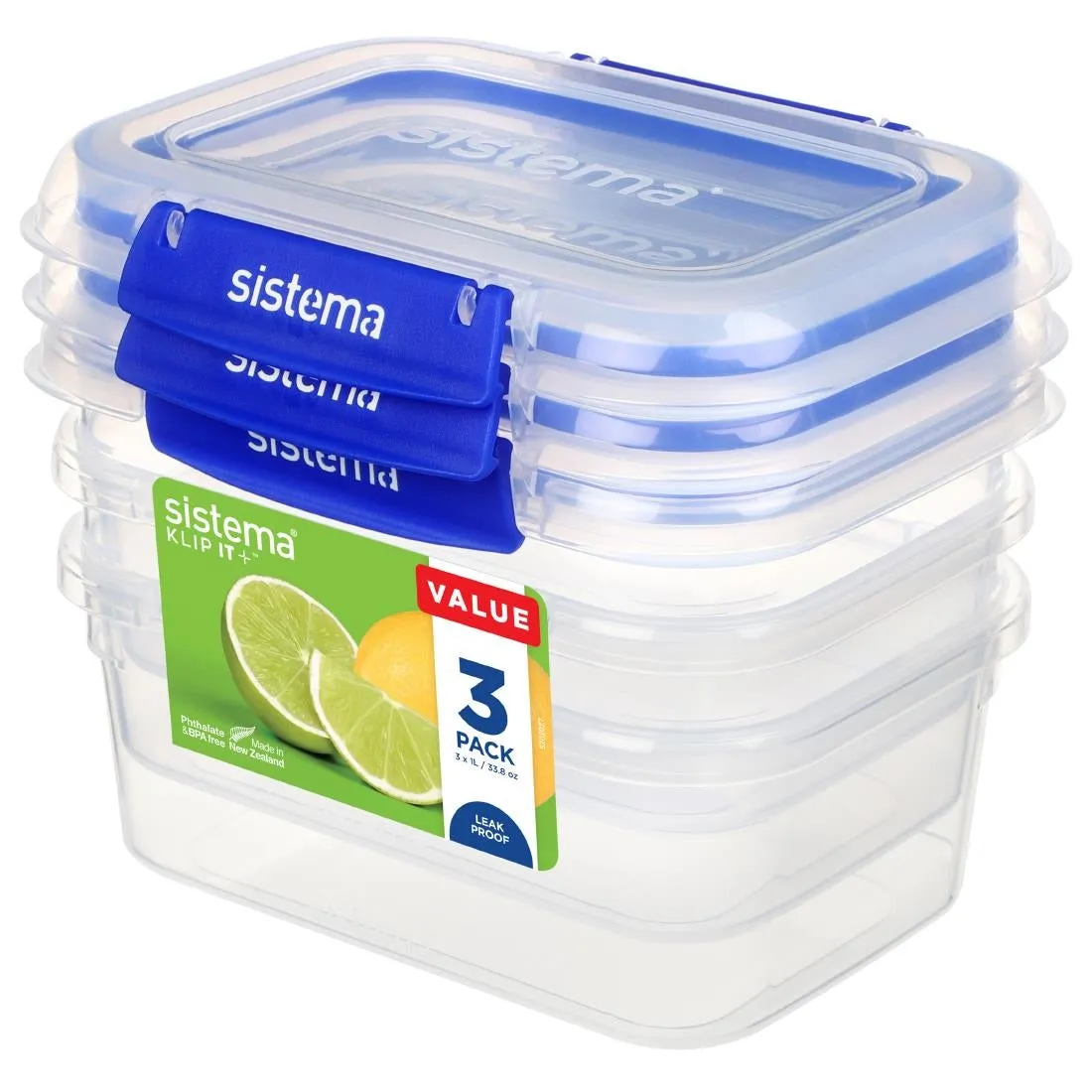CH254 Sistema Klip It Plus Storage Containers 1Ltr (Pack of 3)