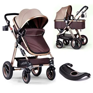 Convertible Bassinet Stroller Compact Single Baby Carriage Toddler Seat Stroller Luxury Pram Stroller add Cup Holder