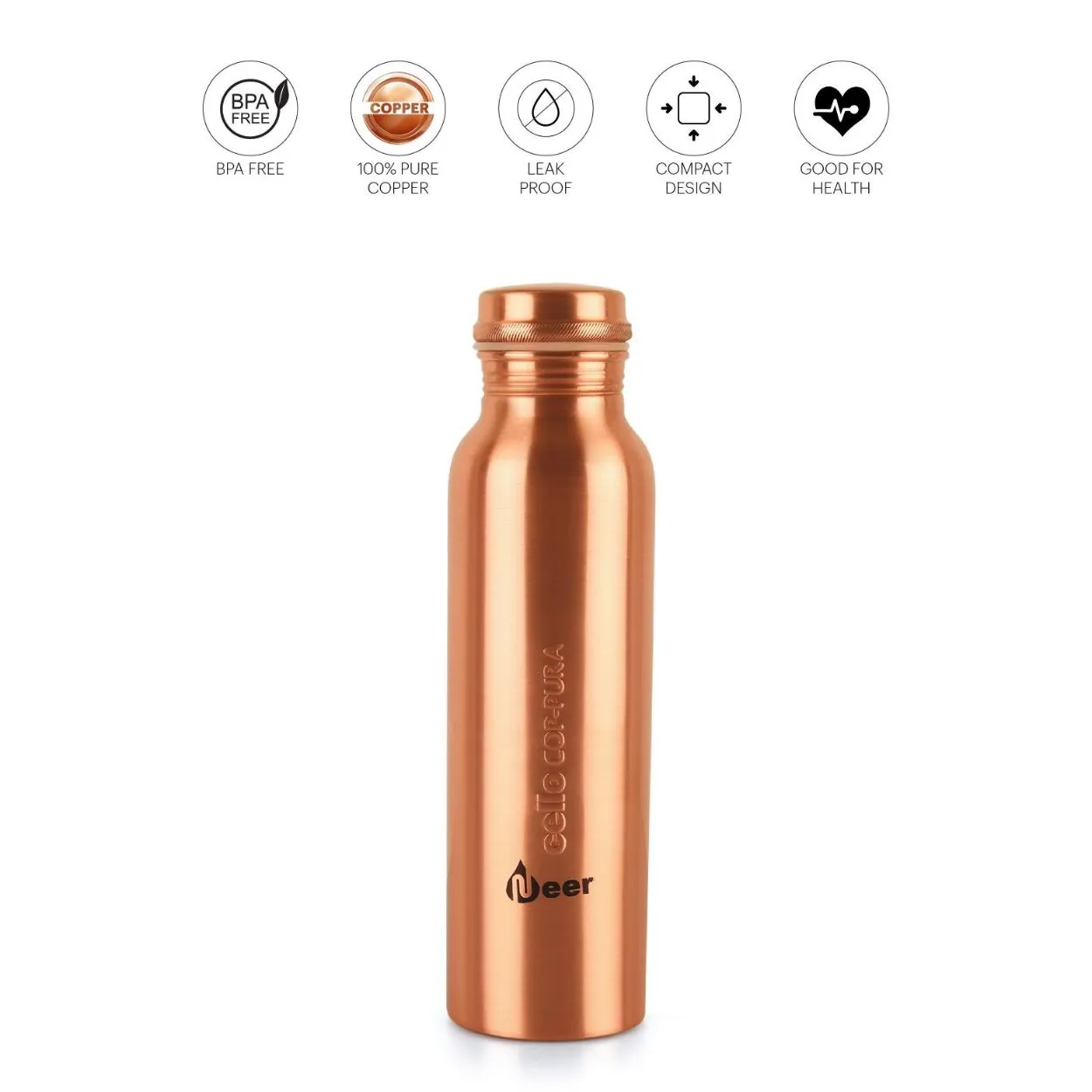 Cop-Pura Neer Copper Water Bottle, 1000ml